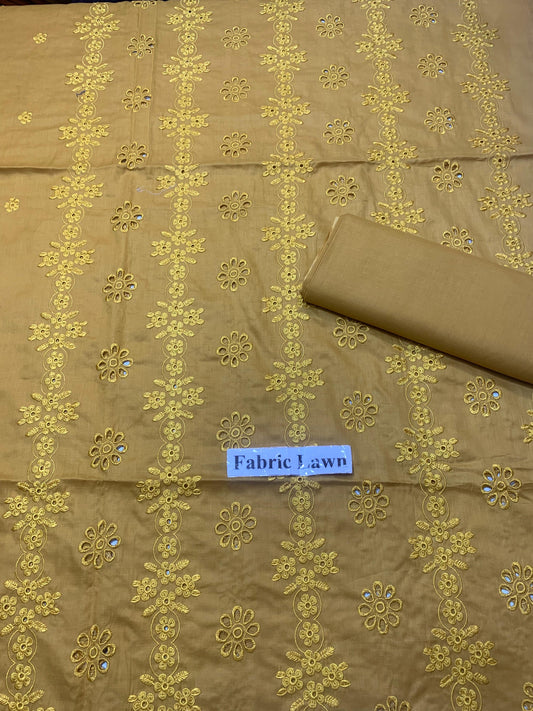 Chikan Kari - Lawn 2 Pcs Embroidered Unstitched Suit - Summer Oufits.