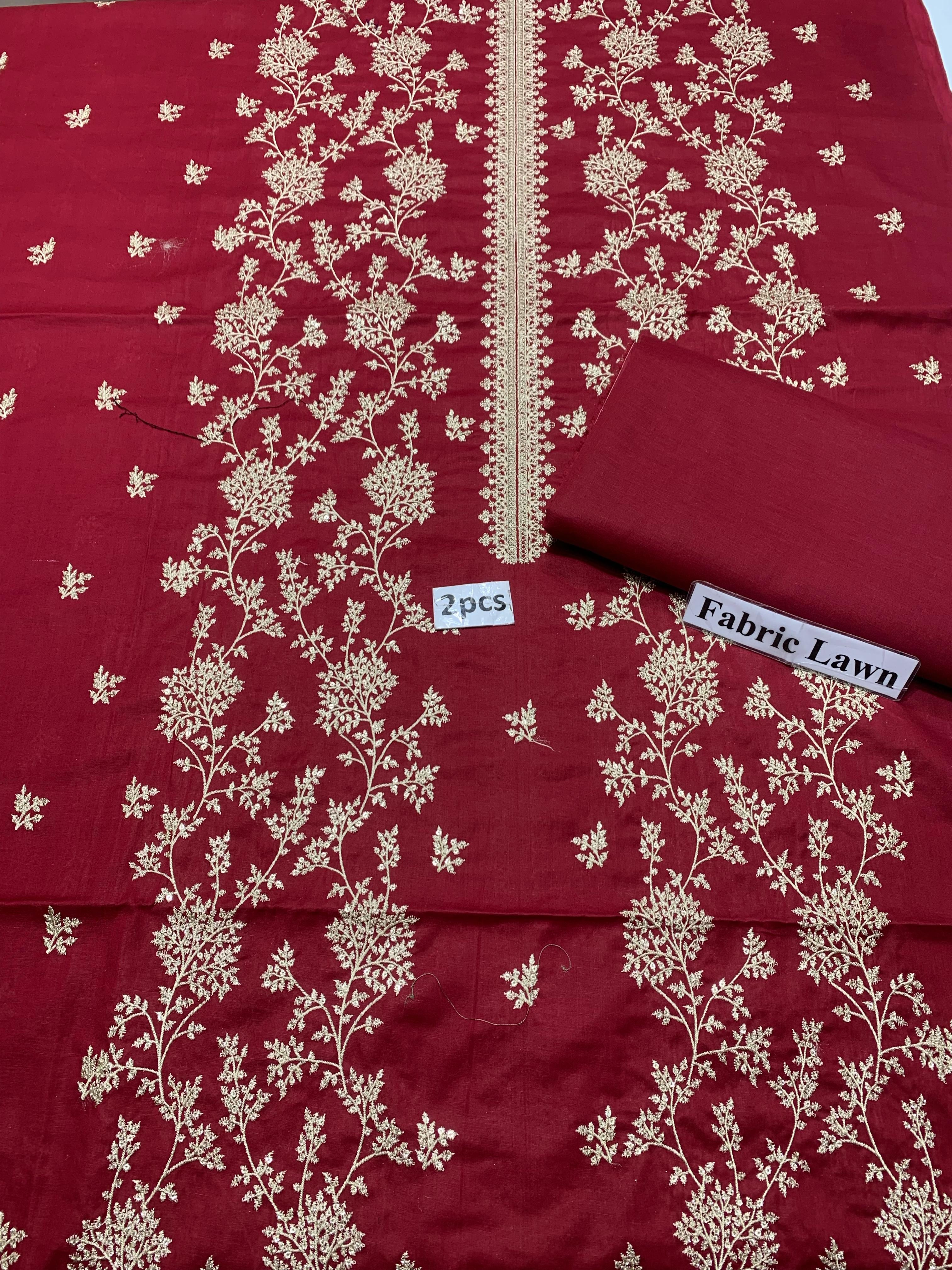 Embroidered - Lawn 2 Pcs   Unstitched Shirt and Trouser