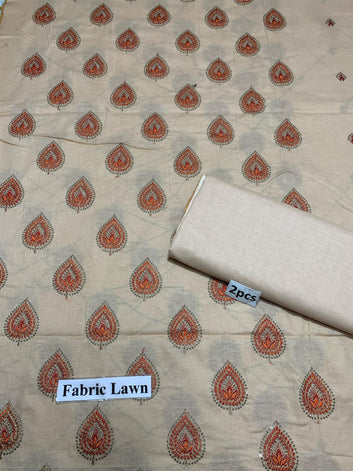 Bareeze Lawn 2 Pcs Embroidered Unstitched Suit - Summer Oufits.