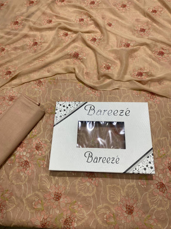 Bareeze Chikan Kari - Lawn 3 Pcs Allover Embroidered unstitched Dress with Chiffon Dupatta.