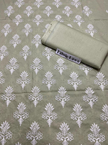 Chikan Kari - Lawn 2 Pcs Embroidered Unstitched Suit - Summer Oufits.
