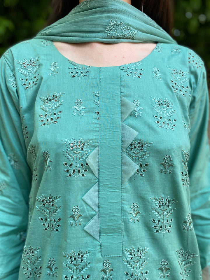 Chikan Kari - Lawn 2 Pcs Embroidered Unstitched Suit - Summer Oufits.