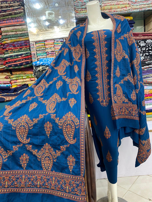 Bareeze - karandi 3Pc Embroidered Unstitched Outfit: winter Elegance - Latest Fashion