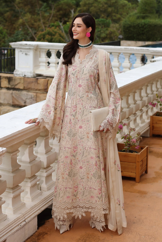 Bareeze- Karandi 3 Pcs All Over Embroidered Unstitched Suit With Chiffon Dupatta