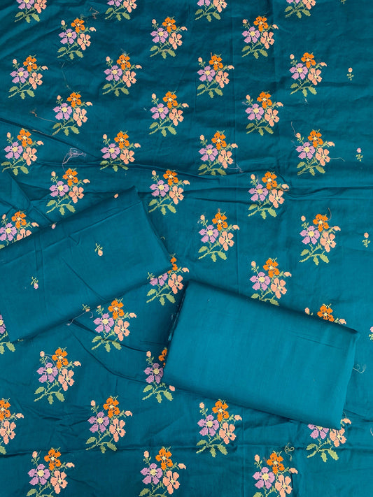 Beautiful Lawn 2 Pcs Embroidered Unstitched Suit - Summer Oufits.