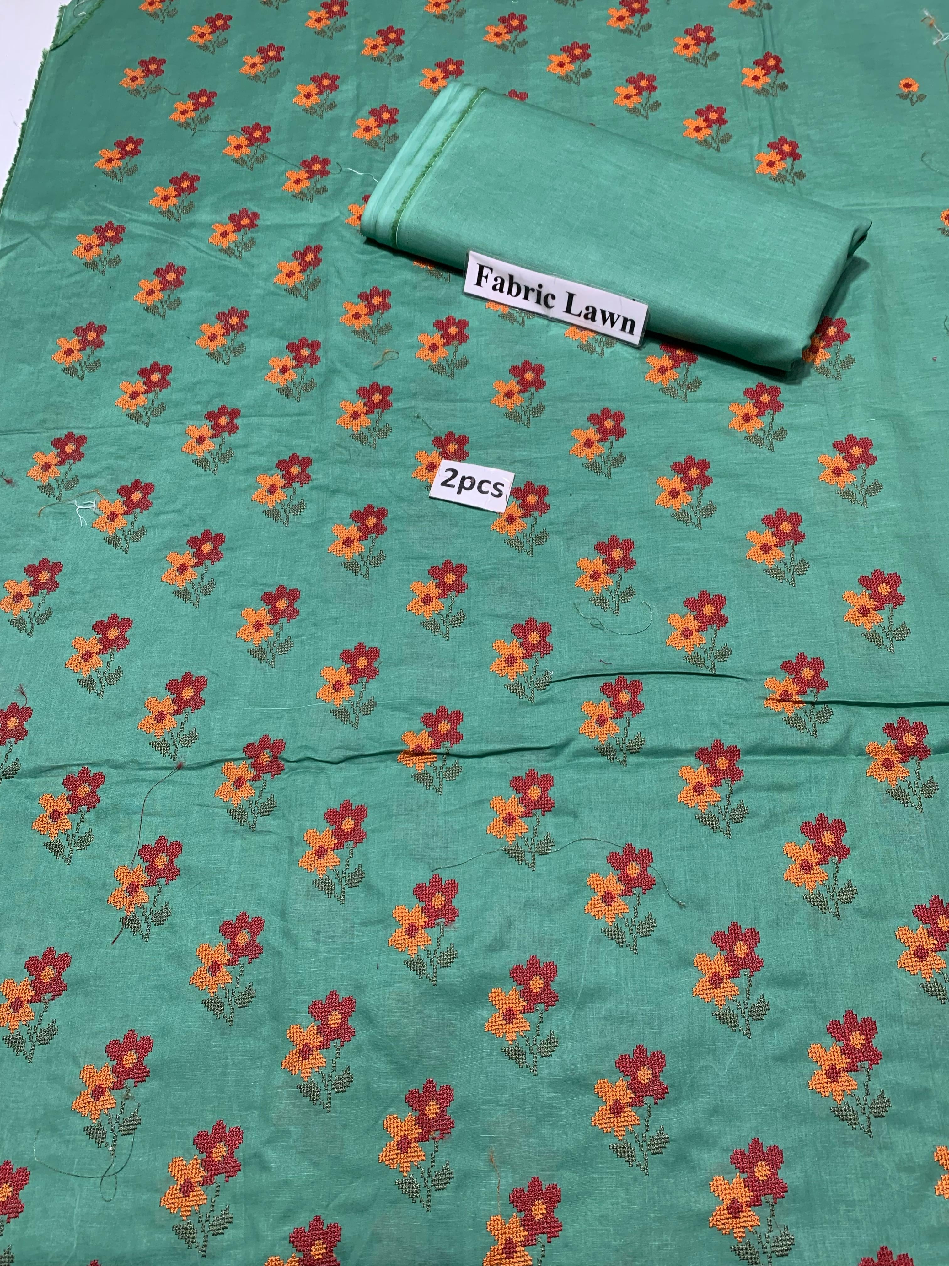 Embroidered - Lawn 2 Pcs   Unstitched Shirt and Trouser