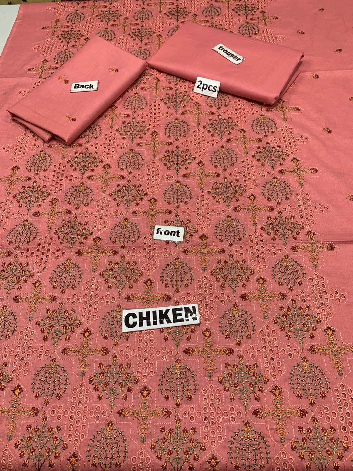 Chikan Kari - Lawn 2 Pcs Embroidered Unstitched Suit - Summer Oufits.