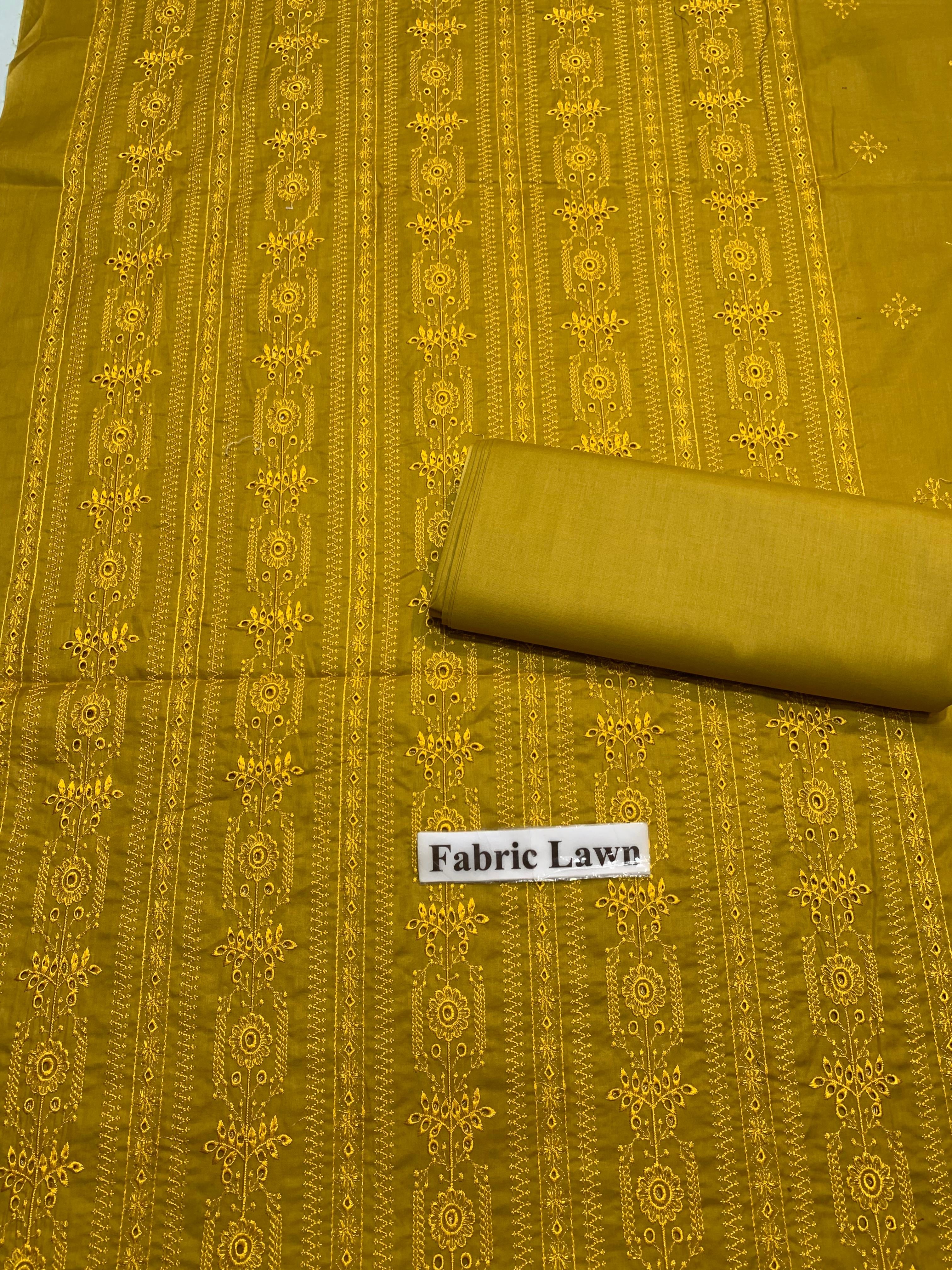 Chikan Kari - Lawn 2 Pcs Embroidered Unstitched Suit - Summer Oufits.