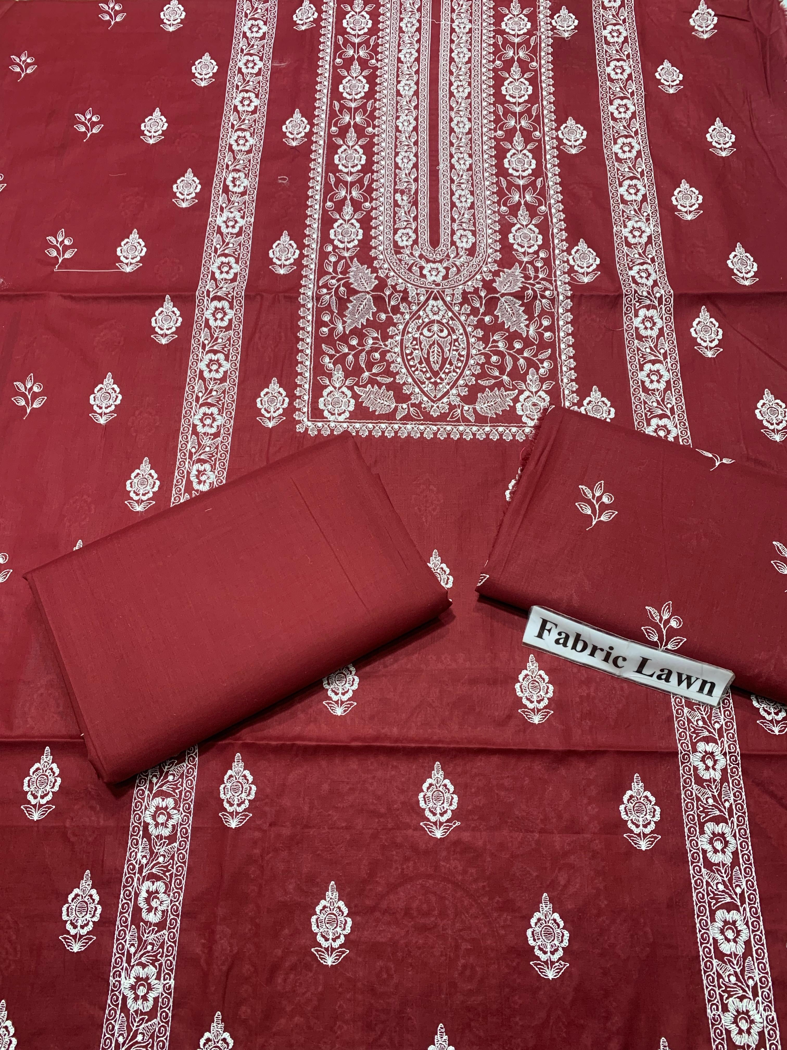 Embroidered - Lawn 2 Pcs   Unstitched Shirt and Trouser