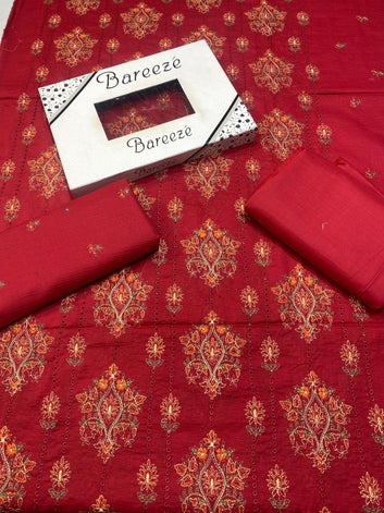 Chikan Kari - Lawn 2 Pcs Embroidered Unstitched Suit - Summer Oufits.