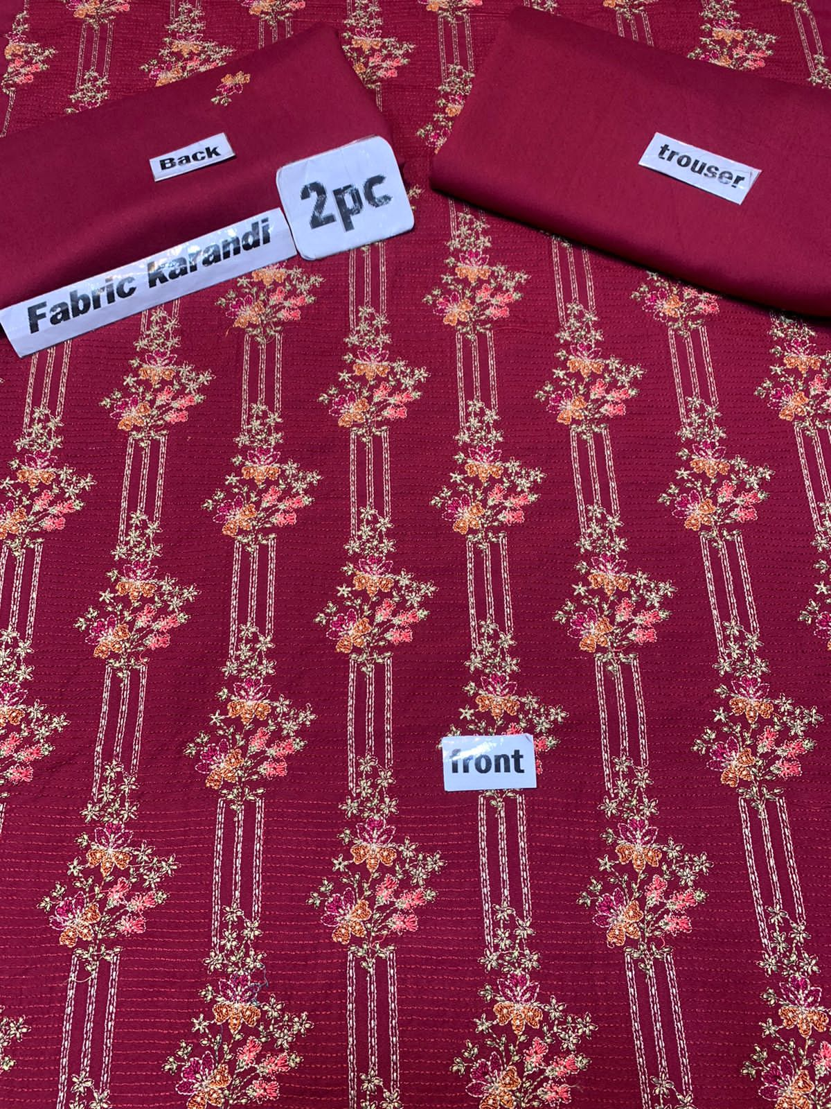 Premium Karandi 2Pcs - Embroidered Unstitched Suit