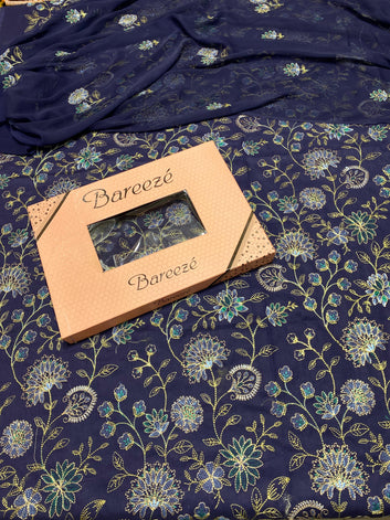 Bareeze - Lawn 3 Pcs Allover Embroidered unstitched Dress with Chiffon Dupatta.