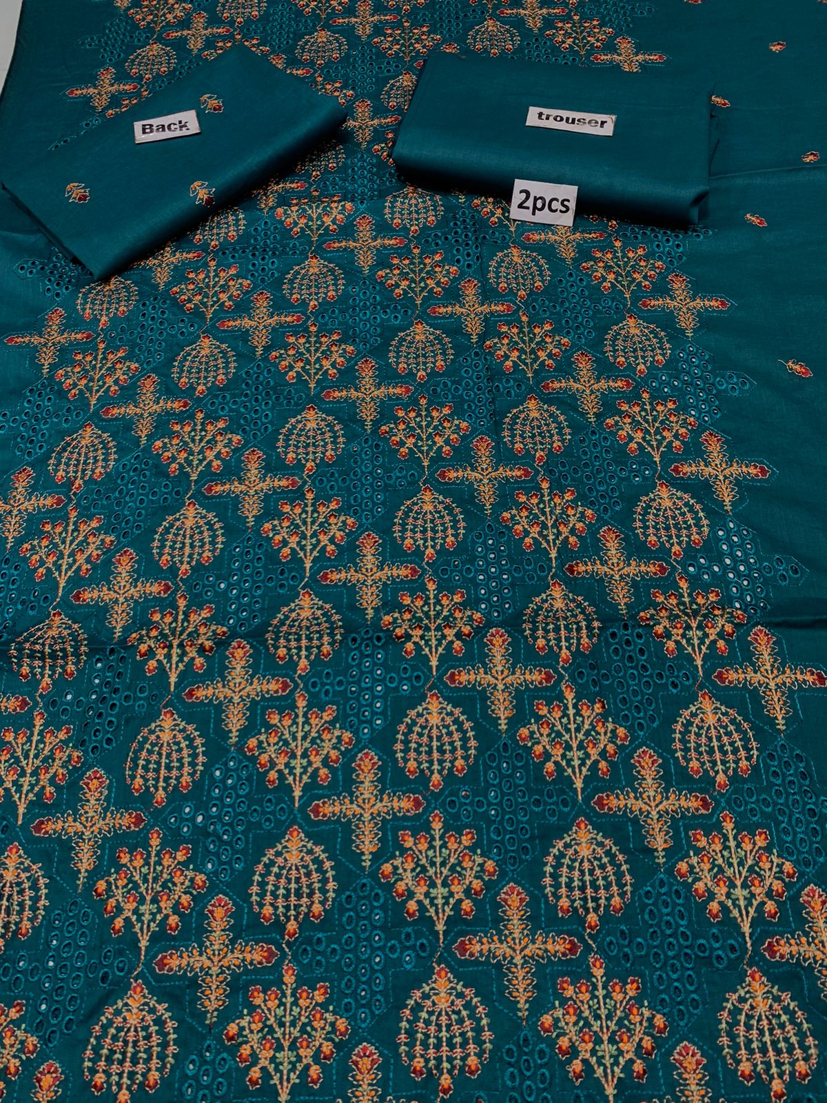 Chikan Kari - Lawn 2 Pcs Embroidered Unstitched Suit - Summer Oufits.