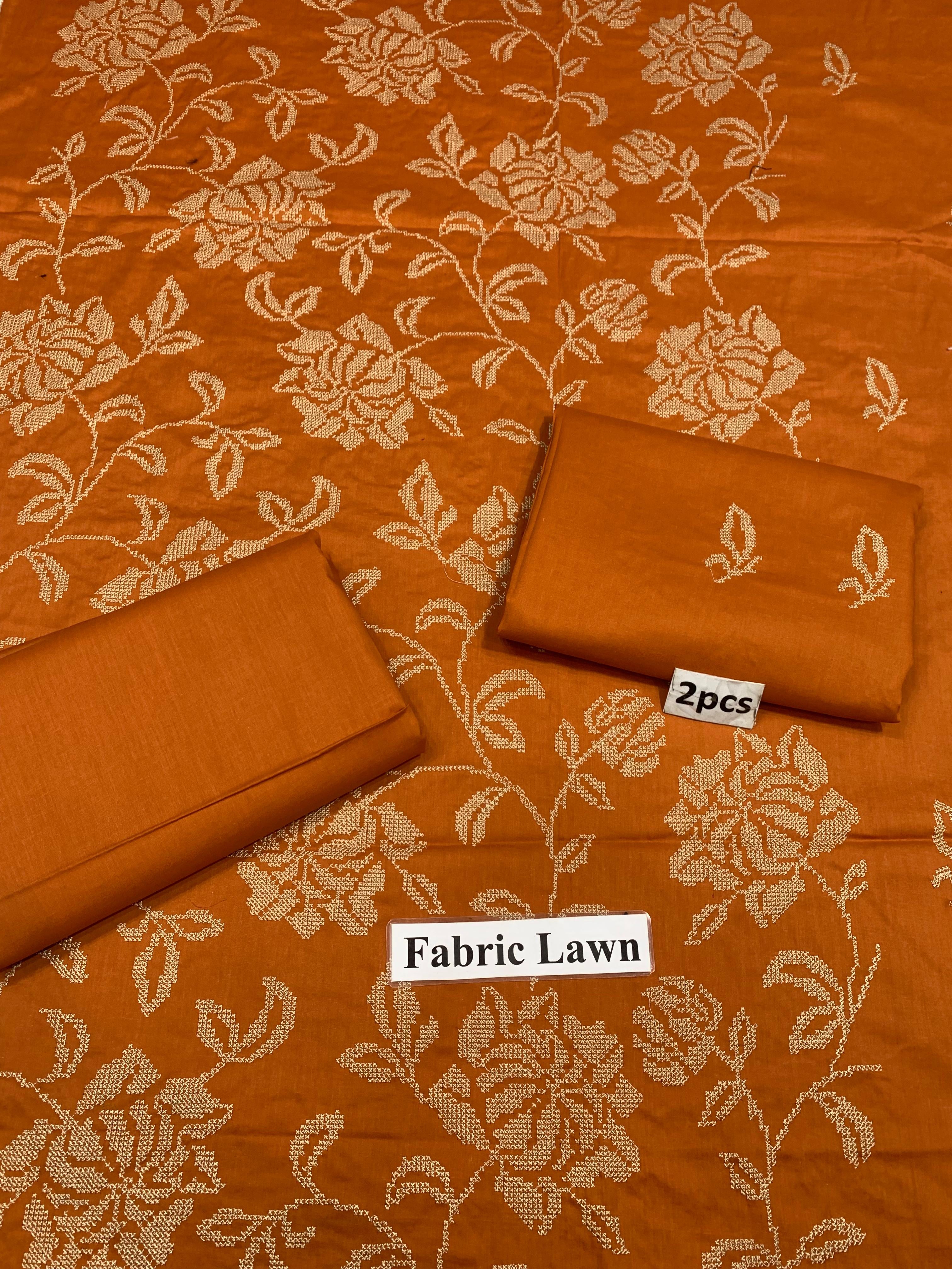 Embroidered - Lawn 2 Pcs   Unstitched Shirt and Trouser