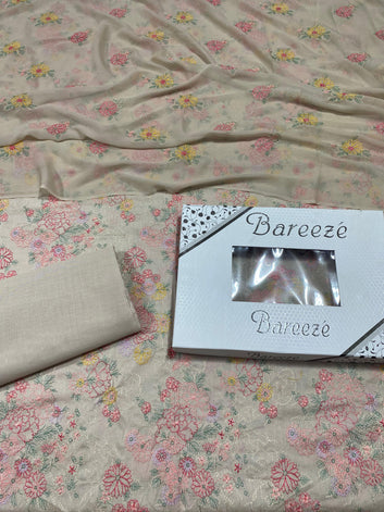 Bareeze - Lawn 3 Pcs Allover Embroidered unstitched Dress with Chiffon Dupatta.