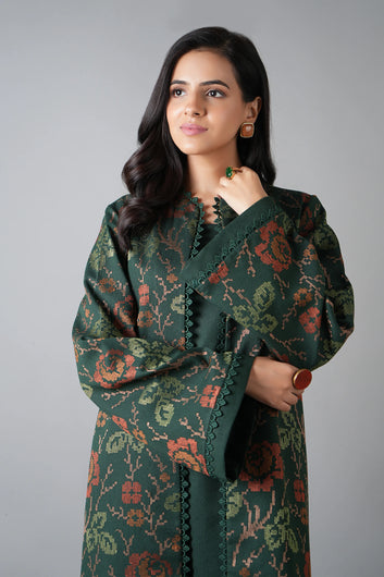 Bareeze- Karandi 3 Pcs All Over Embroidered Unstitched Suit With Chiffon Dupatta