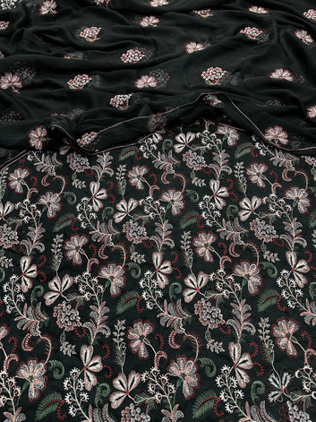 Bareeze- Karandi 3 Pcs All Over Embroidered Unstitched Suit With Chiffon Dupatta