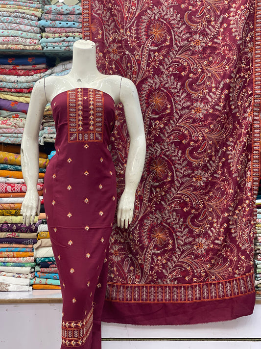 Bareeze - karandi 3Pc Embroidered Unstitched Outfit: winter wear Latest Fashion