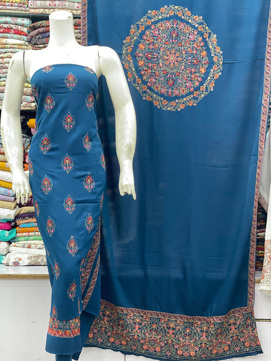 Bareeze - karandi 3Pc Embroidered Unstitched Outfit: winter wear Latest Fashion