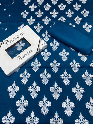 Chikan Kari - Lawn 2 Pcs Embroidered Unstitched Suit - Summer Oufits.