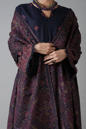 Bareeze - Heavy Shawl Karandi 3Pc Embroidered Unstitched Outfit
