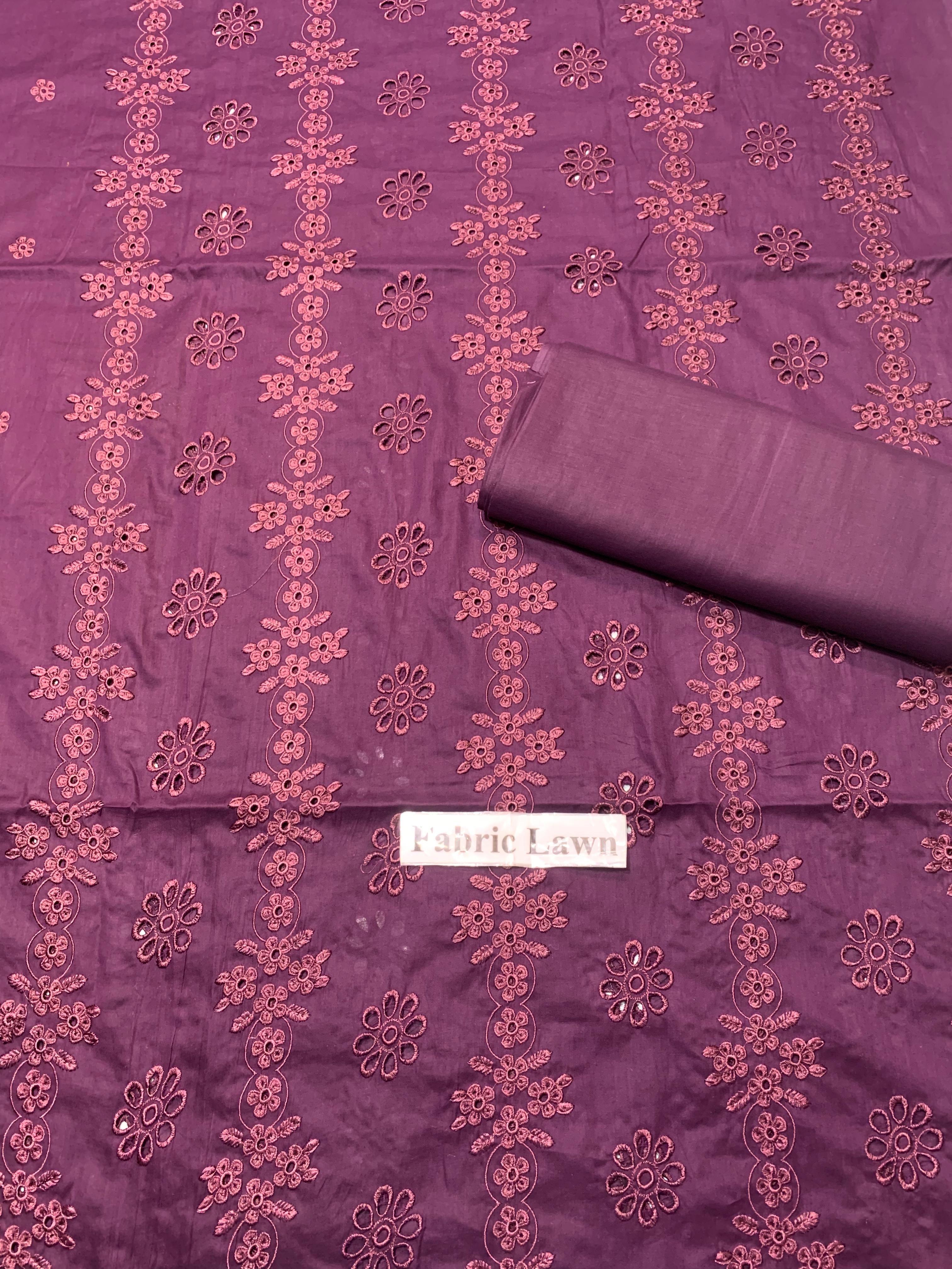 Chikan Kari - Lawn 2 Pcs Embroidered Unstitched Suit - Summer Oufits.