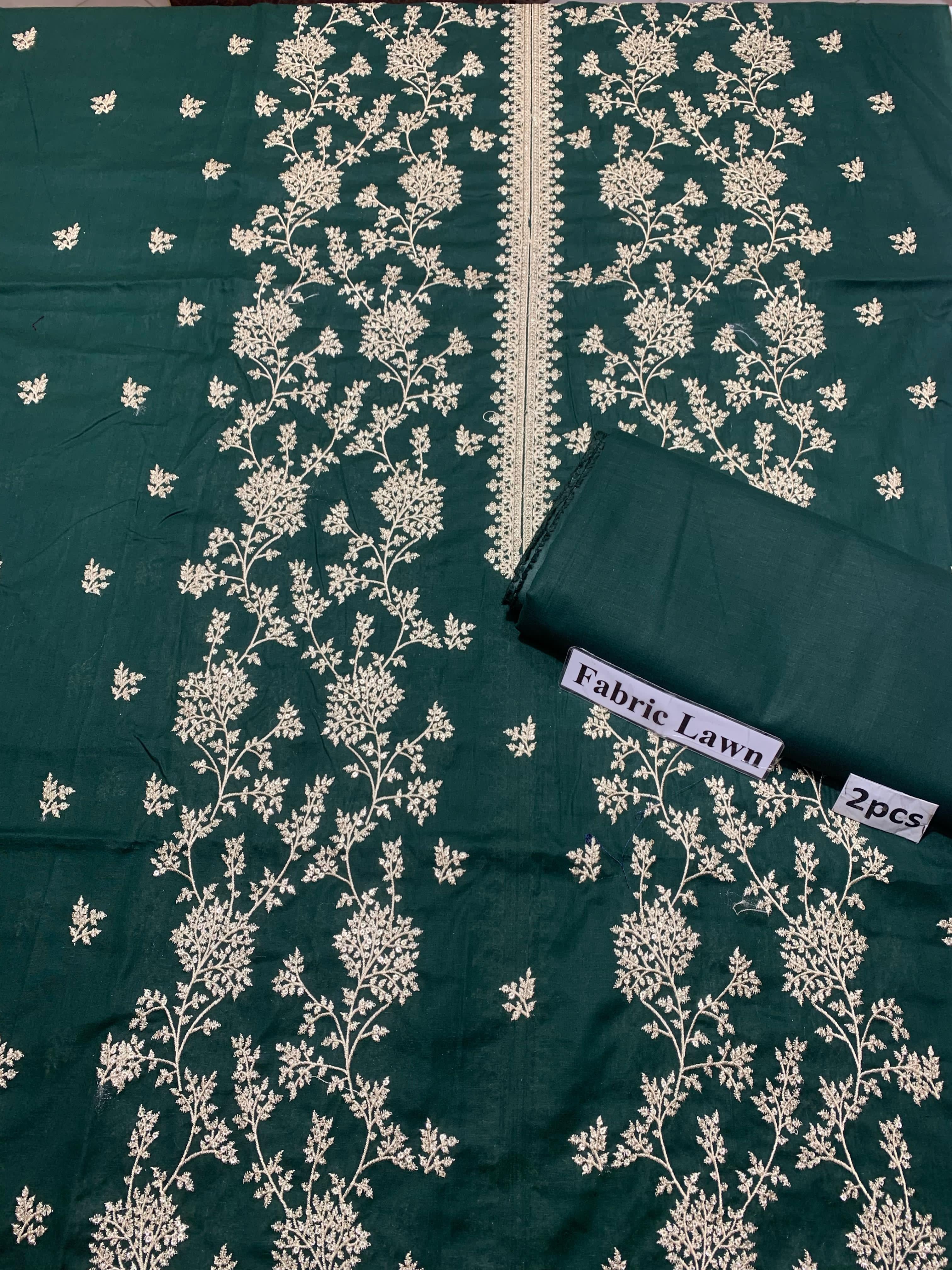 Embroidered - Lawn 2 Pcs   Unstitched Shirt and Trouser