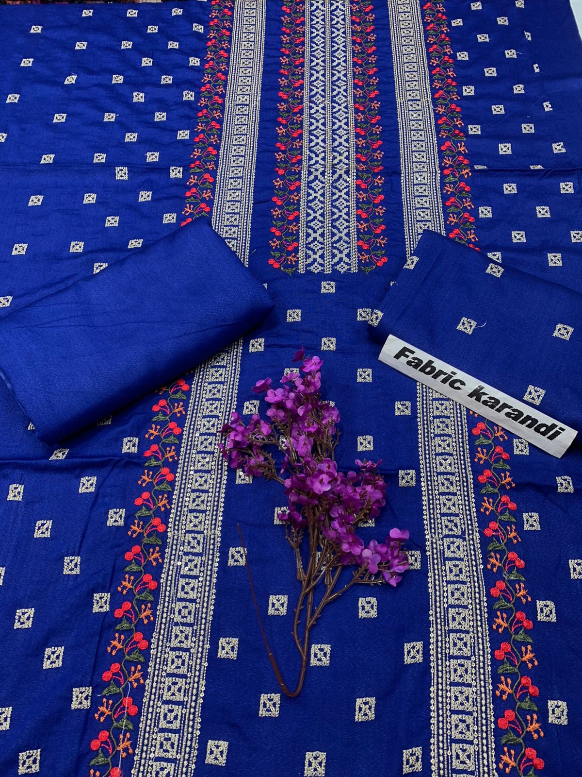 Bareeze - Karandi 2Pc                Premium Embroidered Unstitched Suit