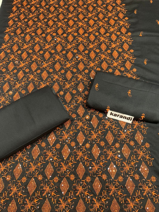 Bareeze - Karandi 2Pc      Premium Embroidered Unstitched Suit - Latest Fashion