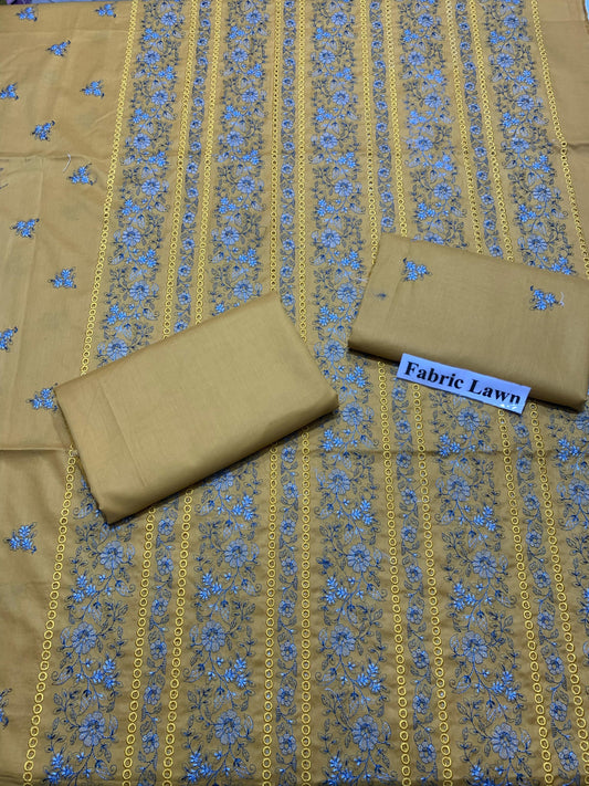 Chikan Kari Lawn 2 Pcs Embroidered Unstitched Suit - Summer Oufits.