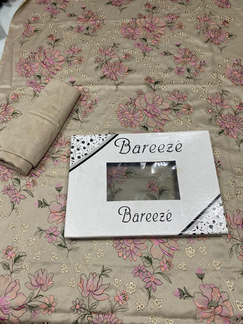 Chikan Kari - Lawn 2 Pcs Embroidered Unstitched Suit - Summer Oufits.