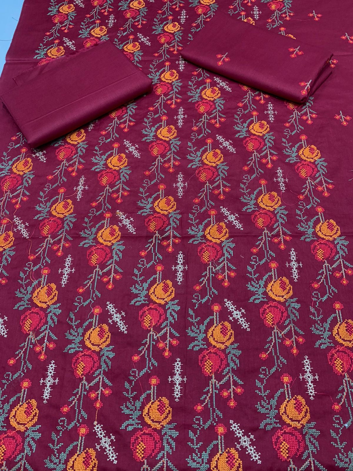 Embroidered - Lawn 2 Pcs   Unstitched Shirt and Trouser