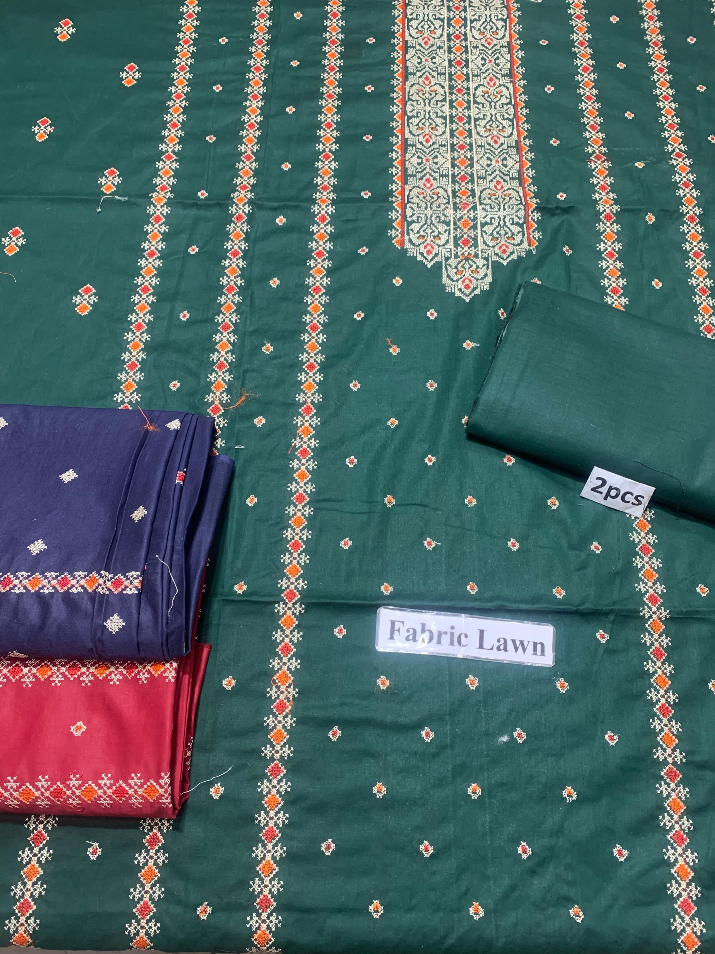 Embroidered - Lawn 2 Pcs   Unstitched Shirt and Trouser