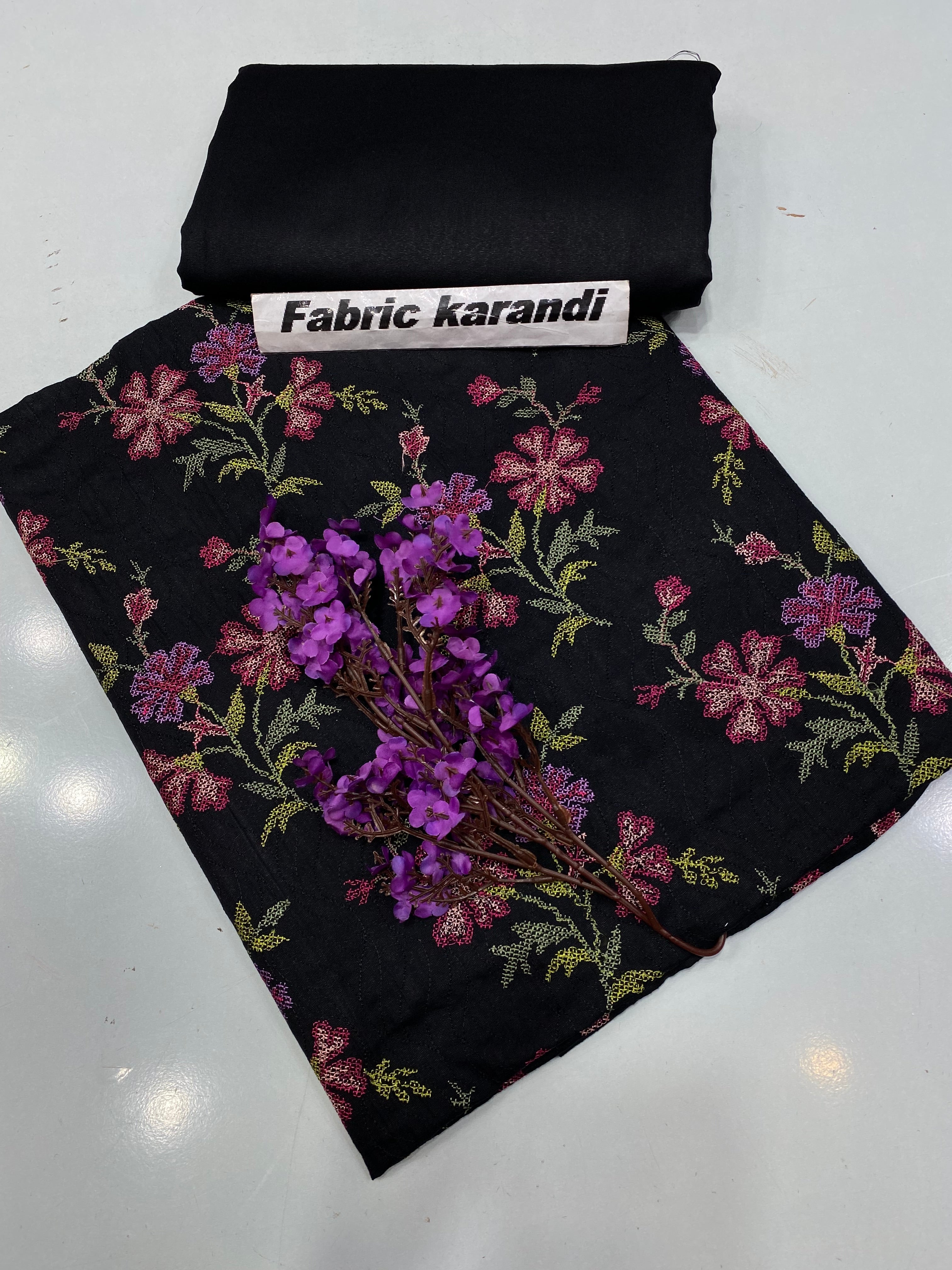 Bareeze - Karandi 2Pcs Allover Embroidered Unstitched Outfit: Winter Elegance.