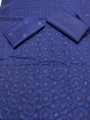 Chikan Kari - Lawn 2 Pcs Embroidered Unstitched Suit - Summer Oufits.