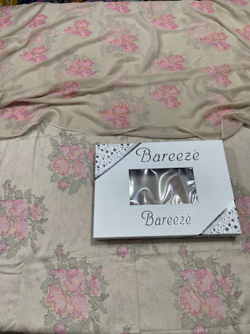 Bareeze - Lawn 3 Pcs Allover Embroidered unstitched Dress with Chiffon Dupatta.