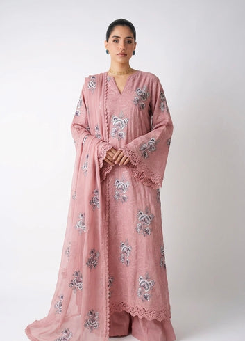 Bareeze - Lawn 3 Pcs Allover Embroidered unstitched Dress with Chiffon Dupatta.
