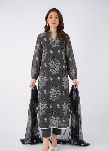 Bareeze - Lawn 3 Pcs Allover Embroidered unstitched Dress with Chiffon Dupatta.