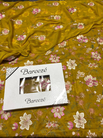 Bareeze - Lawn 3 Pcs Allover Embroidered unstitched Dress with Chiffon Dupatta.