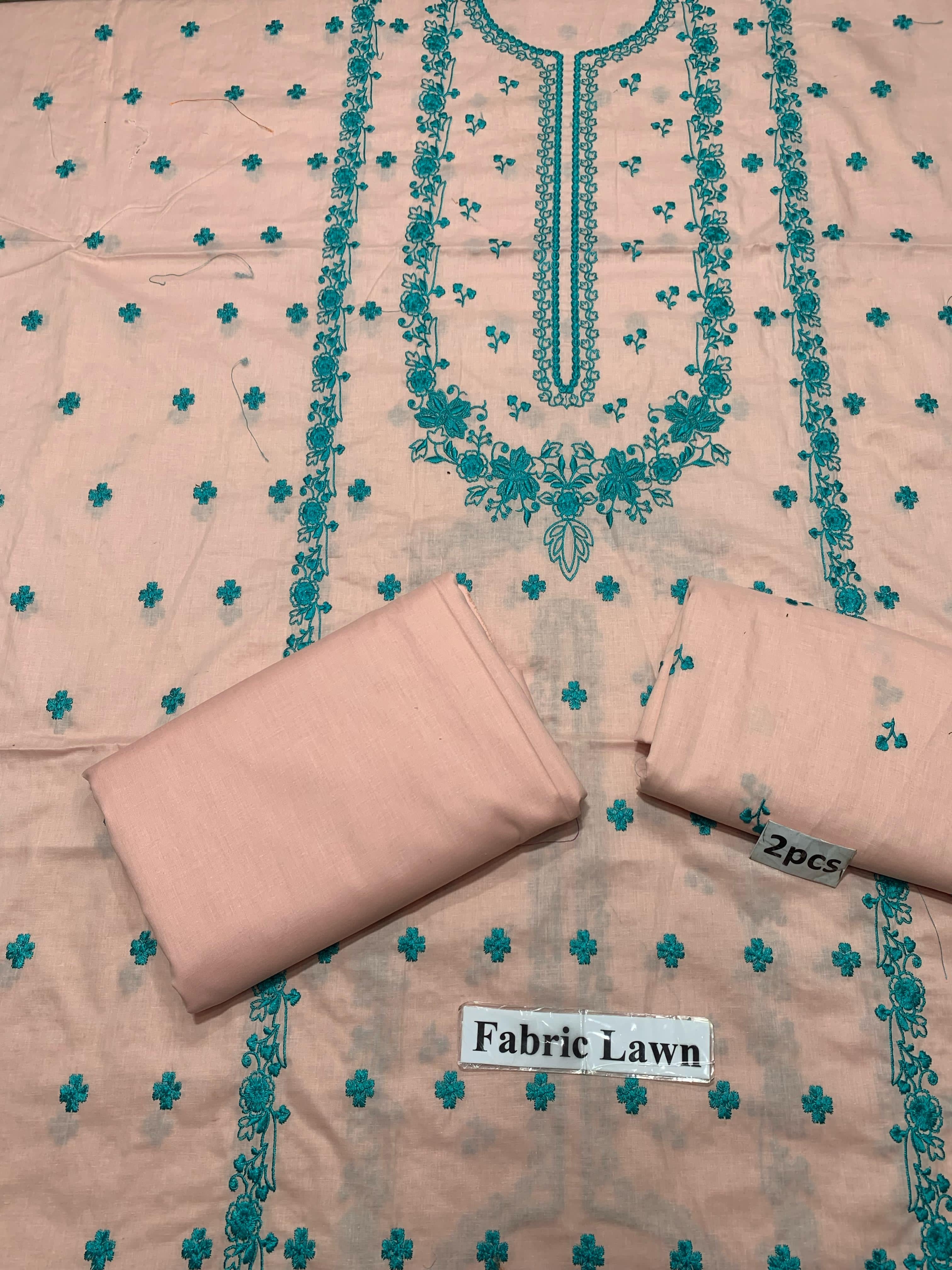 Embroidered - Lawn 2 Pcs   Unstitched Shirt and Trouser