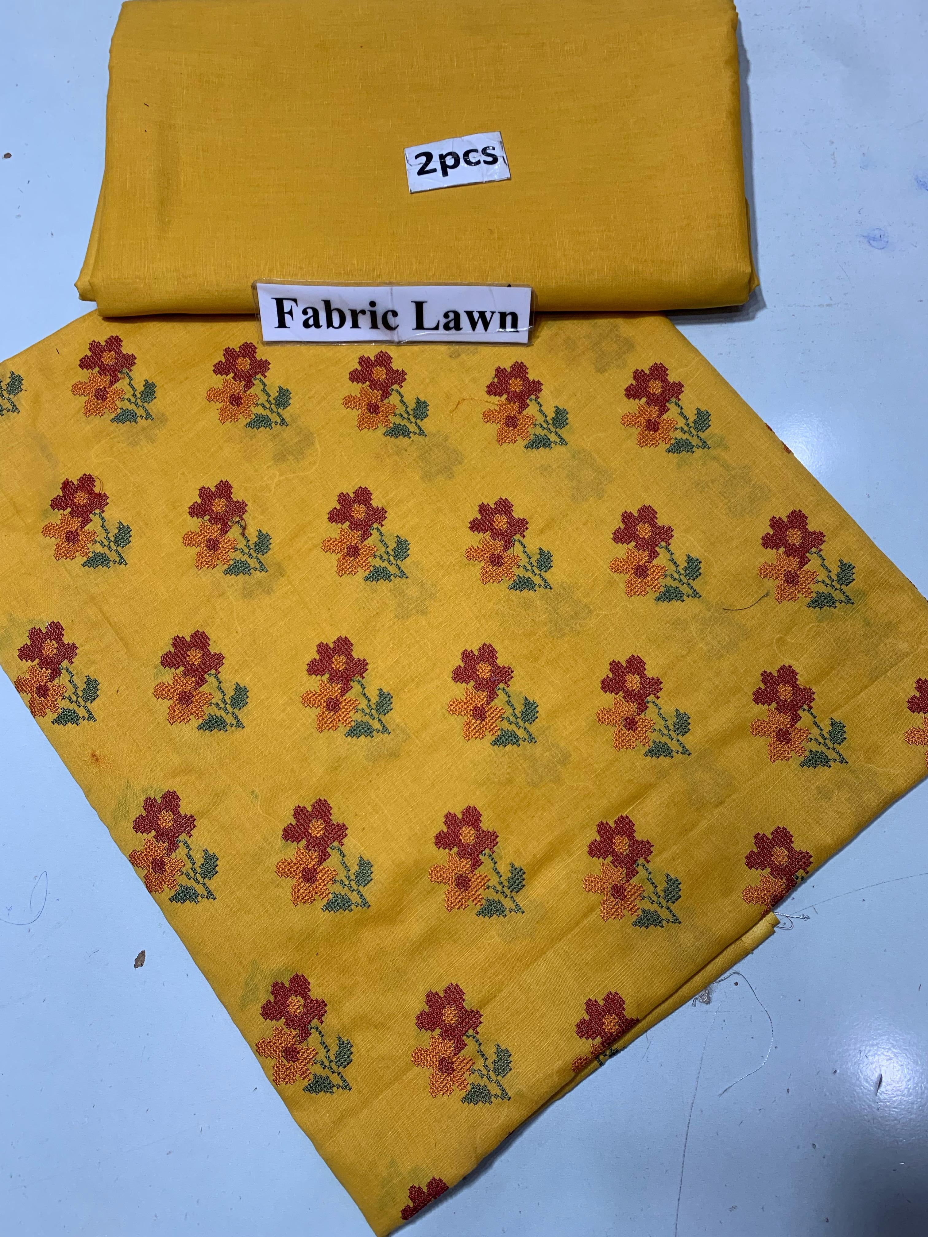 Embroidered - Lawn 2 Pcs   Unstitched Shirt and Trouser