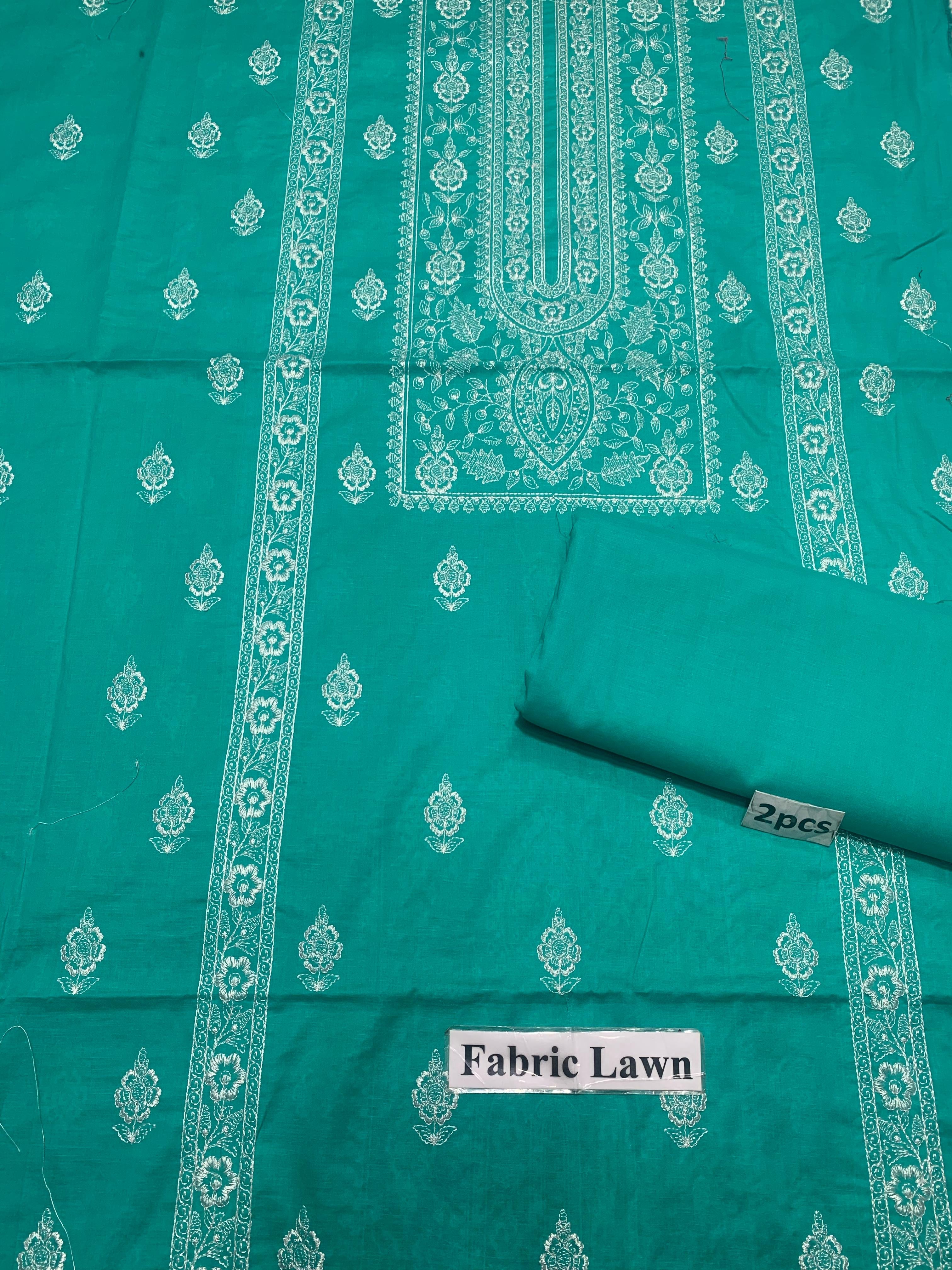 Embroidered - Lawn 2 Pcs   Unstitched Shirt and Trouser