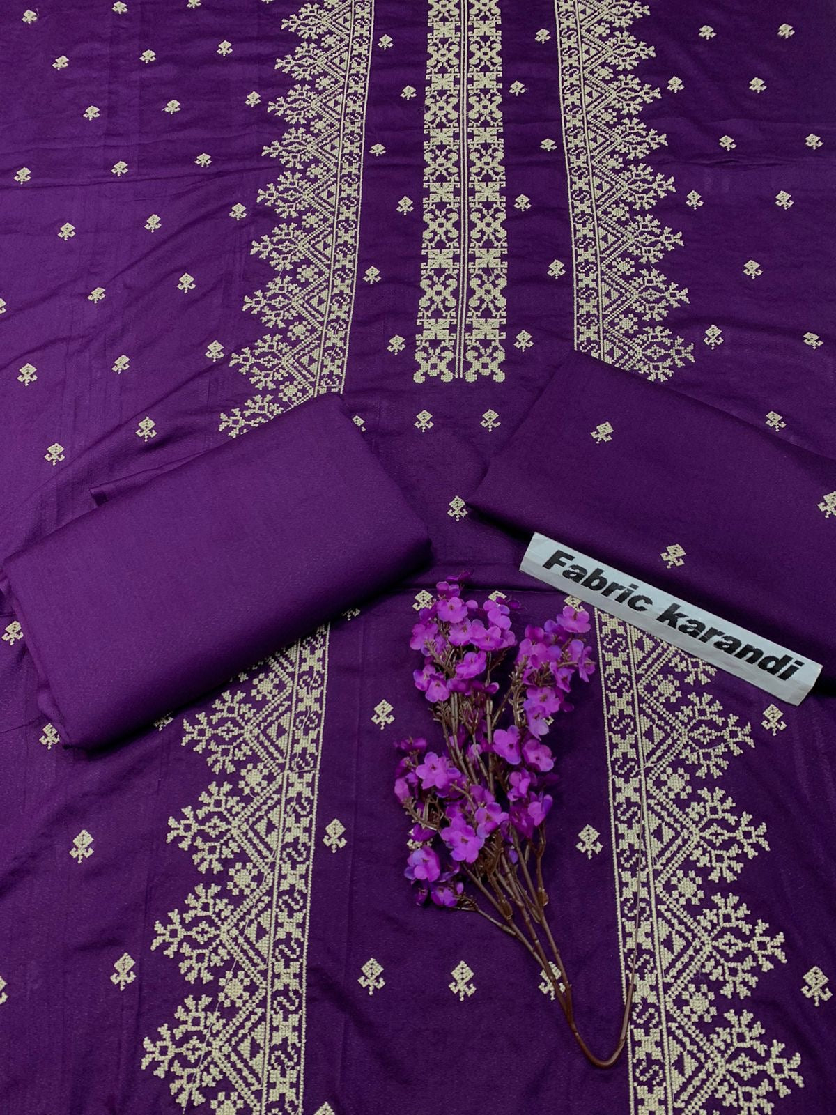 Bareeze - Karandi 2Pc                Premium Embroidered Unstitched Suit