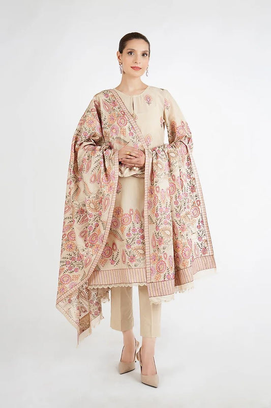 Bareeze - karandi 3Pc Embroidered Unstitched Outfit: winter wear Latest Fashion
