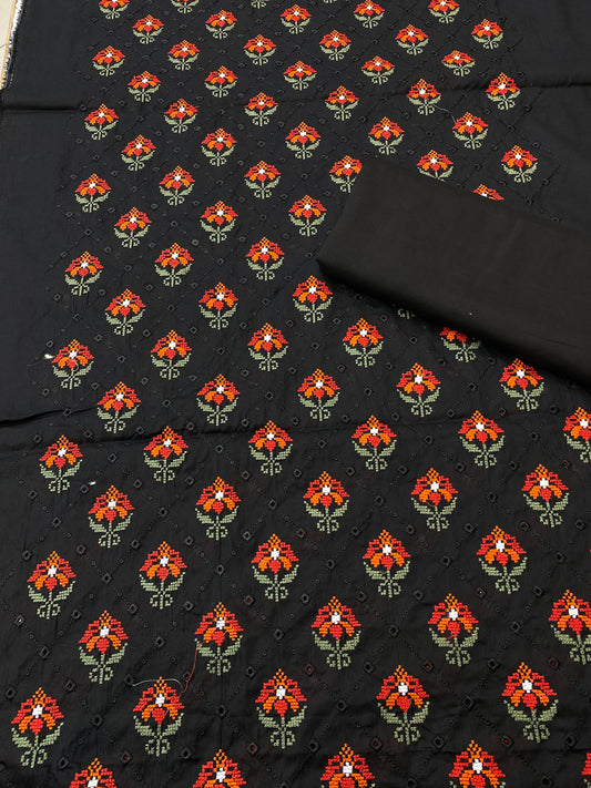 Chikan Kari - Pure Lawn 2 Pcs Embroidered Unstitched Suit - Summer Oufits.