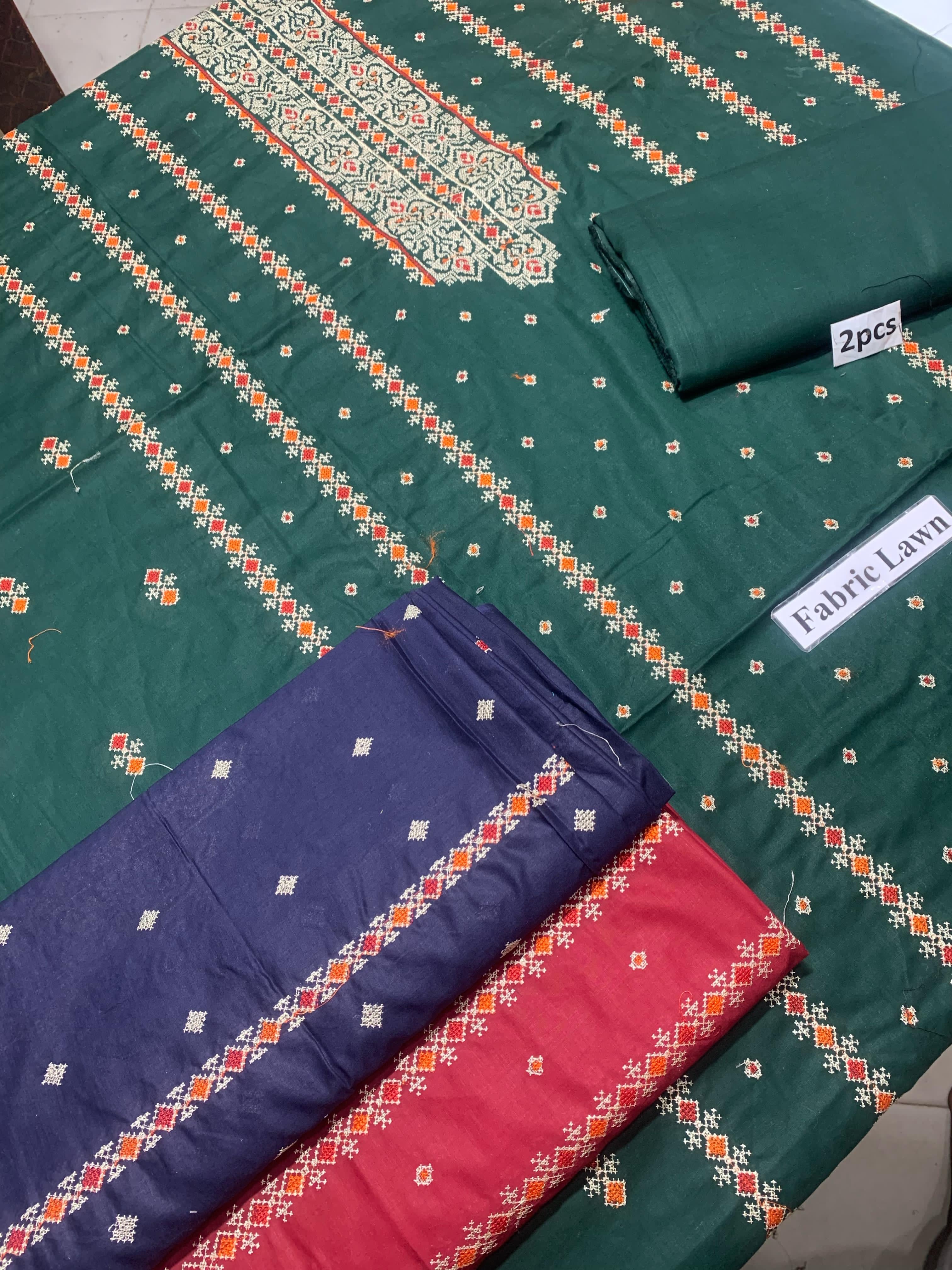 Embroidered - Lawn 2 Pcs   Unstitched Shirt and Trouser